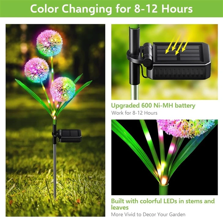 Outdoor Solar Flower Garden Lights 3 Heads high quality