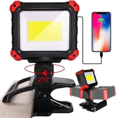 Lumină de lucru cu LED reîncărcabilă cu clemă