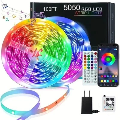 Bandă LED RGB inteligentă de 65,6 m Telecomandă și control prin aplicație care schimbă culoarea