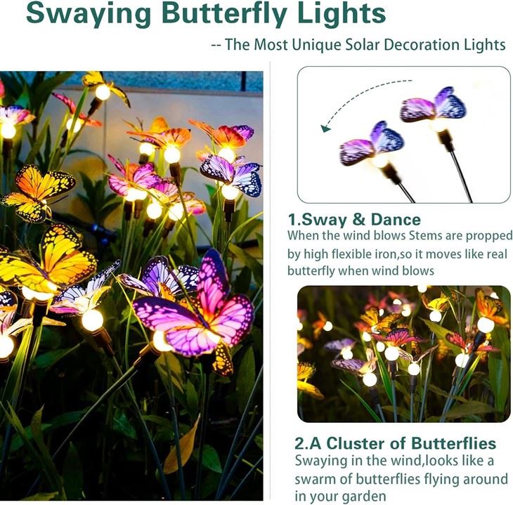 Solar Butterfly Garden Lights For Yard Patio Pathway Decoration factory